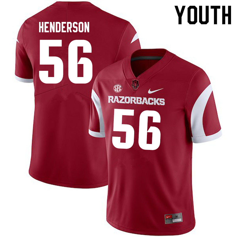 Youth #56 Marcus Henderson Arkansas Razorbacks College Football Jerseys Sale-Cardinal - Click Image to Close